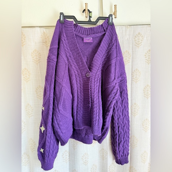 Taylor Swift Speak Now (Taylor’s Version) Purple Cable Knit Women's Cardigan - Picture 1 of 5